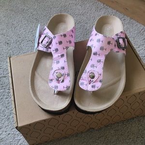 Re-sole pink palm tree sandals